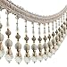 3yards Beading Fringe Trimming Long Beads Tassel Curtain Trim Ribbon Trim for Cover Edge Decorative (beige)