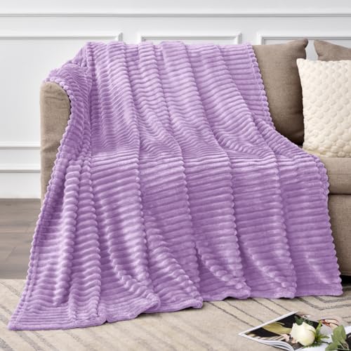 Image of BEDELITE Throw Blanket for Couch, 3D Ribbed Jacquard Soft and Cozy Fleece Throw Blanket for Sofa and Chair, Fluffy Plush Lightweight Blankets for Bed, for Women, 50x60 inches