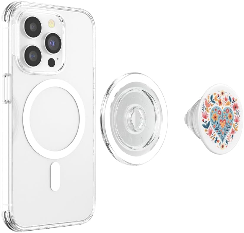 Boho Floral Double Heart – Minimal Chic Aesthetic PopSockets MagSafe PopGrip for iPhone