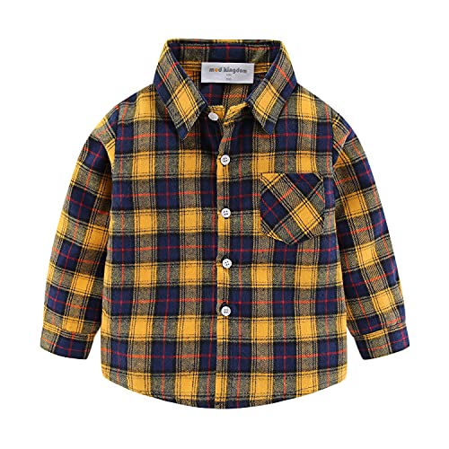 Image of Mud Kingdom Boys Plaid Flannel Shirt Long Sleeve Button Down Casual