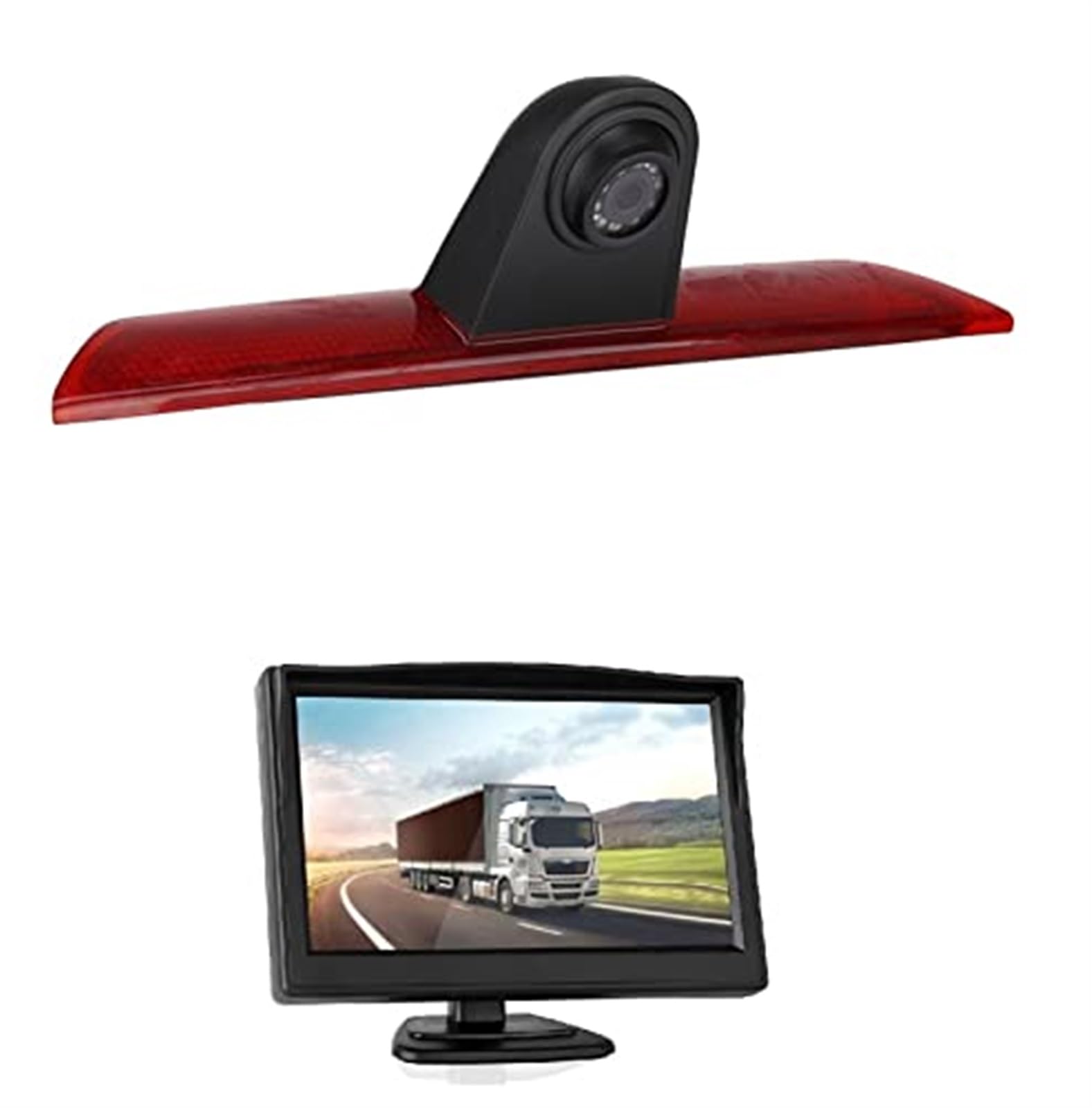 Cámara de visión Trasera con luz de Freno HD 720P y Monitor for Ford, Transit Jumbo, F-150, F250 F350 Transit MK 8 2014-2019 Luz de Freno Cámara de Marcha atrás