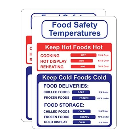 Haobase 2 Pcs Food Safety Temperatures Sign Sticker - Self Adhesive Vinyl (20cm x 15cm) Cover