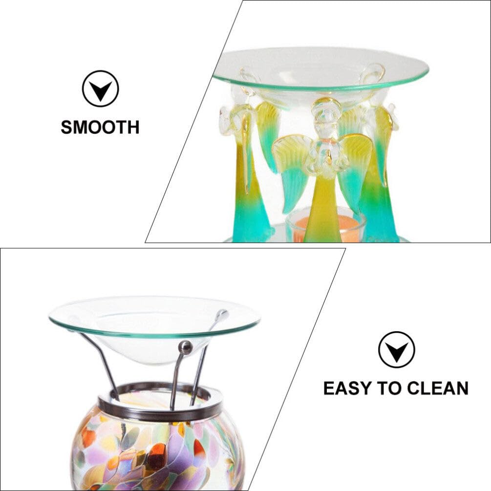 DGQ Lot De 2 Chauffe-huile De Rechange De 11,4 Cm Pour Chauffe-cire - Plat Rond En Verre - Plateau De Cire Pour Cire Parfumée - Lampe De Thérapie Aromatique - Lampes électriques