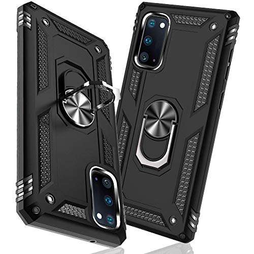 TMUJWS Samsung Galaxy S20 ケース リング 耐衝撃 衝撃吸収 傷防止 全面保護 カメラ保護 スタンド付き TPU+PCバンパー 指紋防止対策 二重構造 360度回転 防塵 サムスン S20 スマートホンケース 車載ホルダー対応 黄変