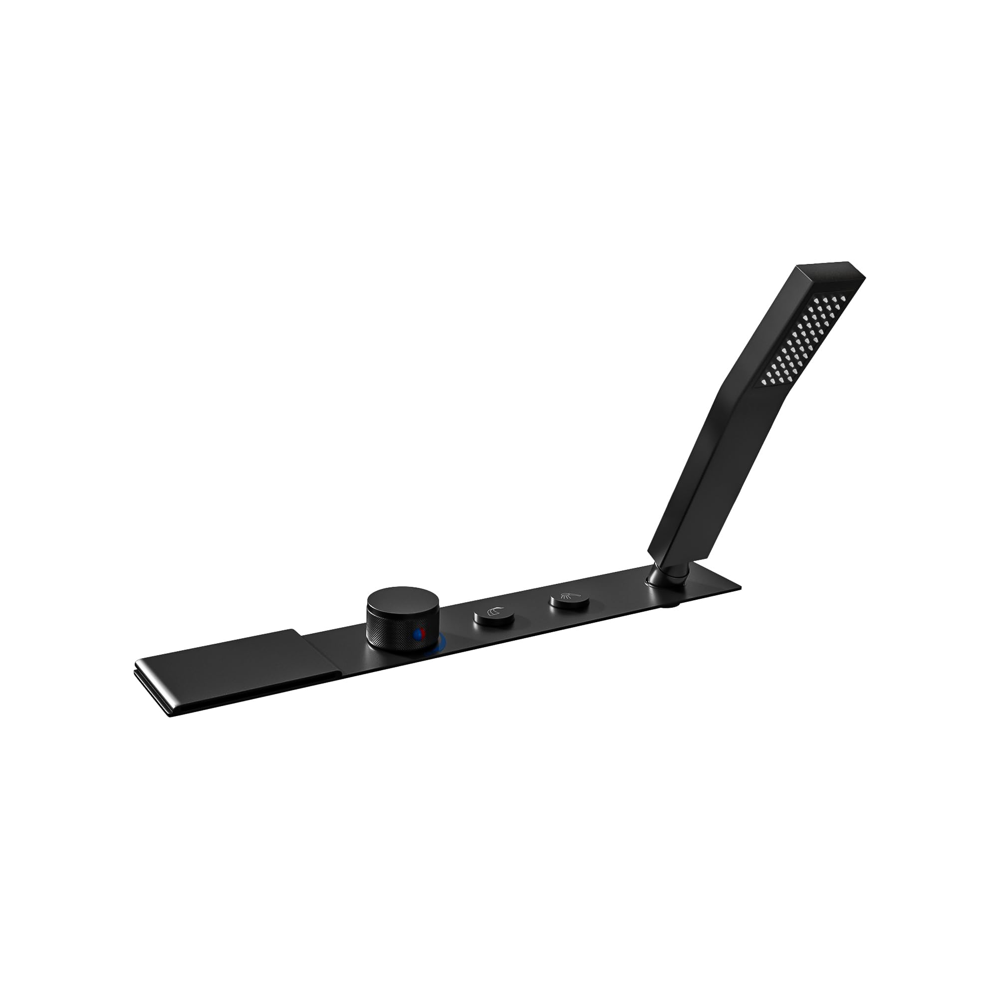 Waterfall Roman Tub Faucets Deck Mount Bathtub Faucets Brass Tub Filler Bathroom Faucets with Hand Shower (Matte Black)