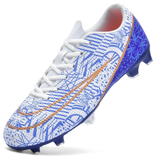 LECYGNB Zapatillas de Fútbol para Hombre Spike Aire Libre Profesionales Atletismo Entrenamiento Ligero Zapatillas de Deporte Turf Trainers Botas de Fútbol Blanco EU 42