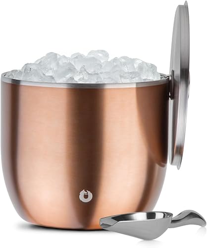 Miniatura 21 de SNOWFOX Cubo de hielo XL de acero inoxidable de doble pared aislado al vacío de alta calidad con tapa/cuchara, accesorios de bar, cubo grande