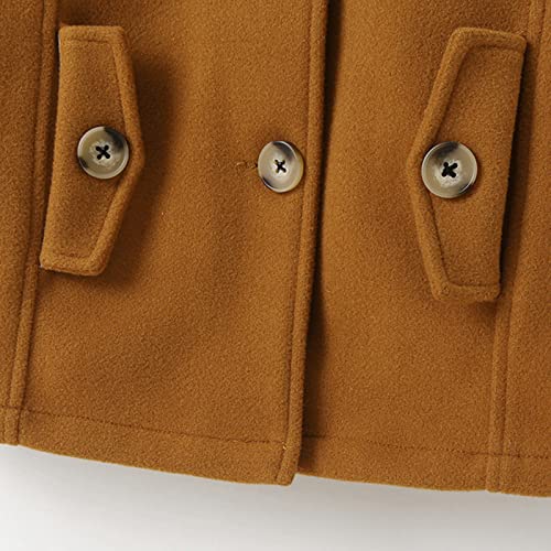 Toddler Baby Girls Trench Coat Lapel Collar Long Sleeve Button Down Jacket Winter Windproof Solid Outwear2