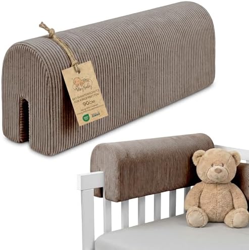 Bettkantenschutz für Kinderbetten Cordstoff 90 cm - Schutz für Bettrahmen Baby Bett rausfallschutz für boxspringbett bettgitter mit Cordstoff Bezug Kantenschutz Kinder Babybett Oek