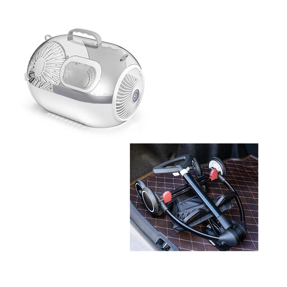 MegLob Foldable Transparent Pet Trolley, Removable Hard Cage for Cats And Small Dogs, Portable Rabbit Travel Carrier, Capsule Transparent Cat Backpack - Detachable,White