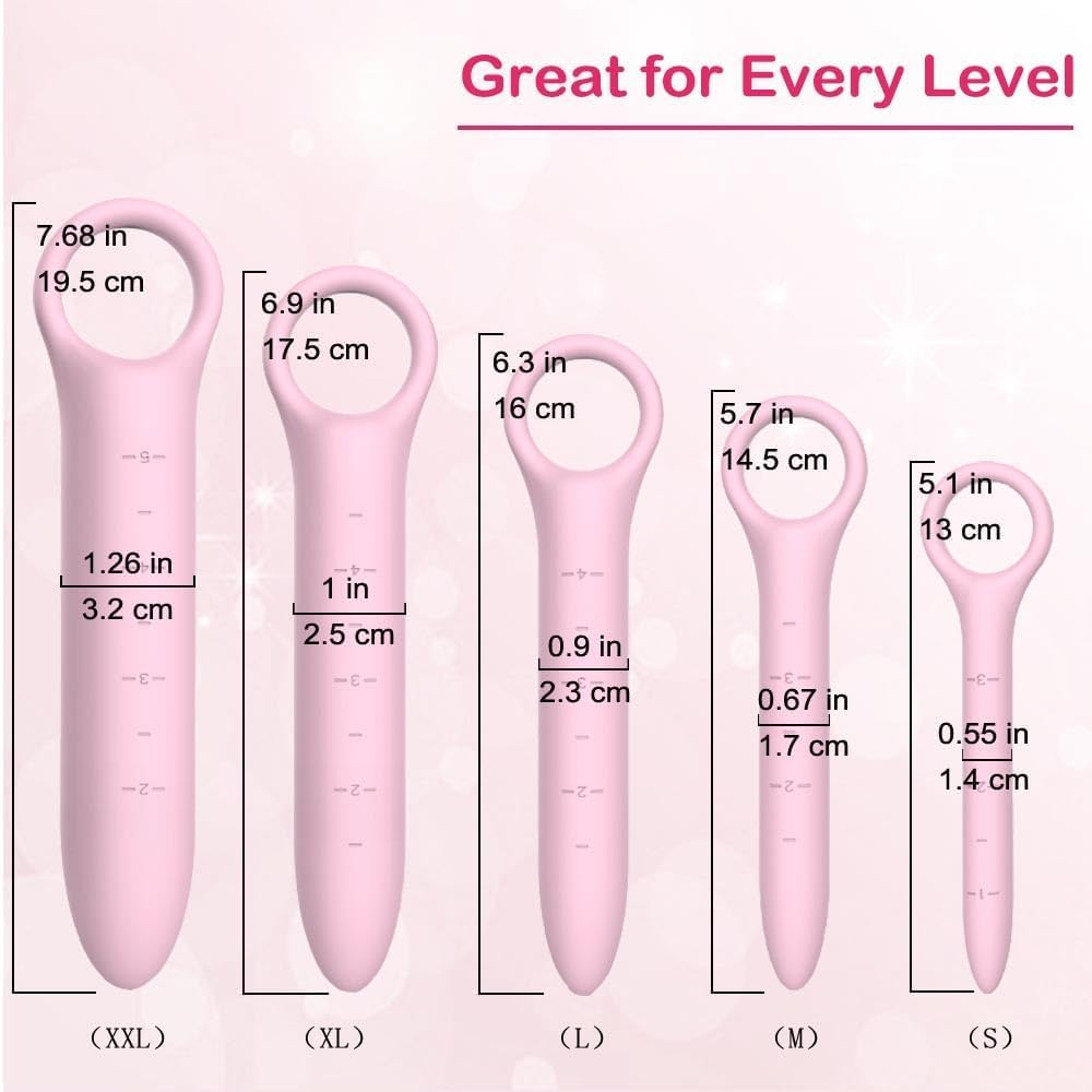 Dilatatori Silicone 5 Pezzi, Dilatatore Vaginale, Dilatatore Ano per Donna Uomo, Rosa