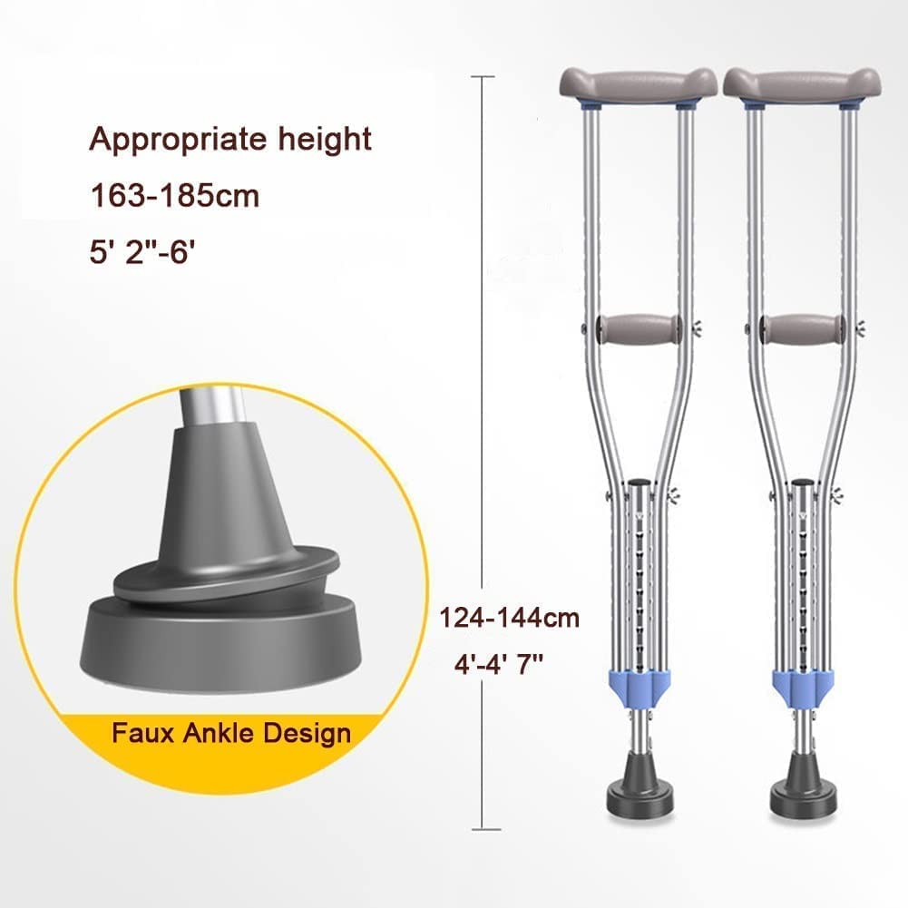 SAAKO Seguridad Muletas Muletas Bastones de Acero Inoxidable Capacidad de Peso Bastones para Caminar de 300 Libras Altura Ajustable Bastón médico para Caminar bajo el Brazo Cómodo