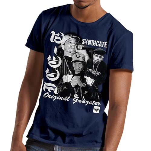 50th Anniversary of Hip Hop Ice-T Original Gangster Men's and Women's Short Sleeve T-Shirt (Navy Blue, X-Large)