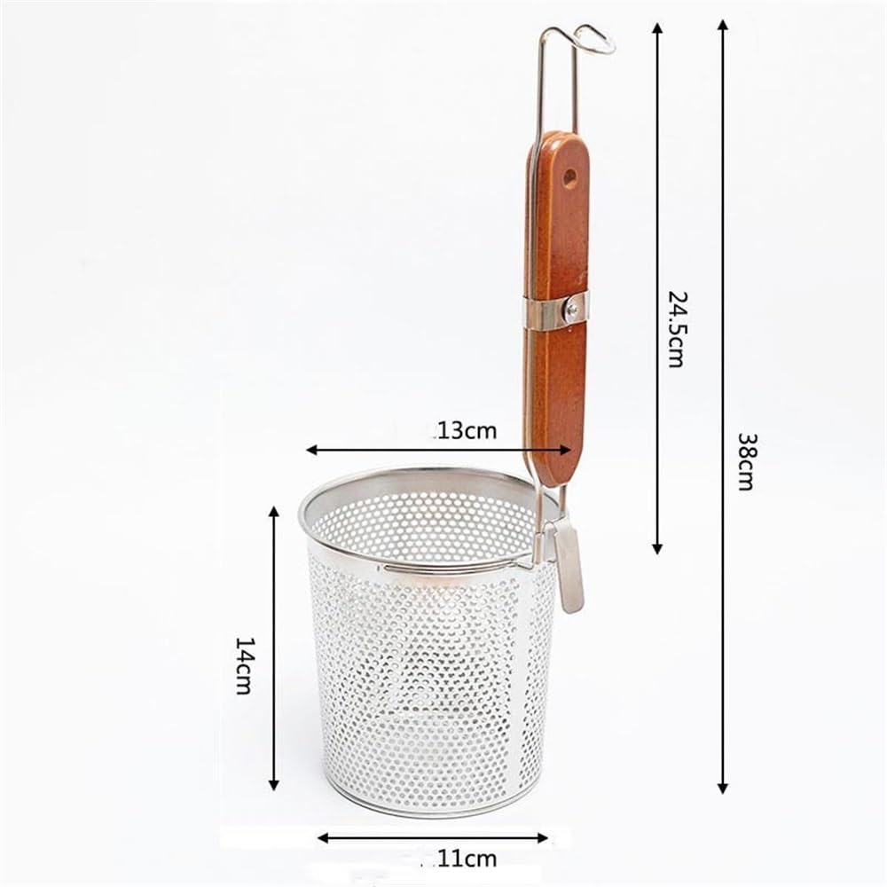 Cesta Para Freír De Acero Inoxidable Con Mango Largo, Colador Para Freír, Cuchara De Malla, Escurridor De Bolsillo, Colador De Cuchara Para Freír, Utensilios De Cocina, Herramienta De Cocina, S