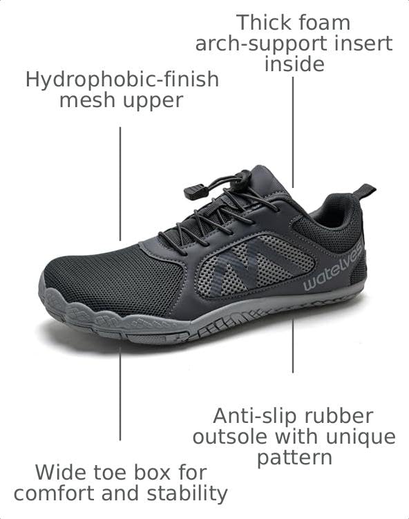 Image of WateLves Barefoot Water Shoes for Women Men Wide Toe Quick-Dry Lightweight Mesh Breathable Aqua Shoes for Beach Swim Yoga Exercise Surf Pool Boat