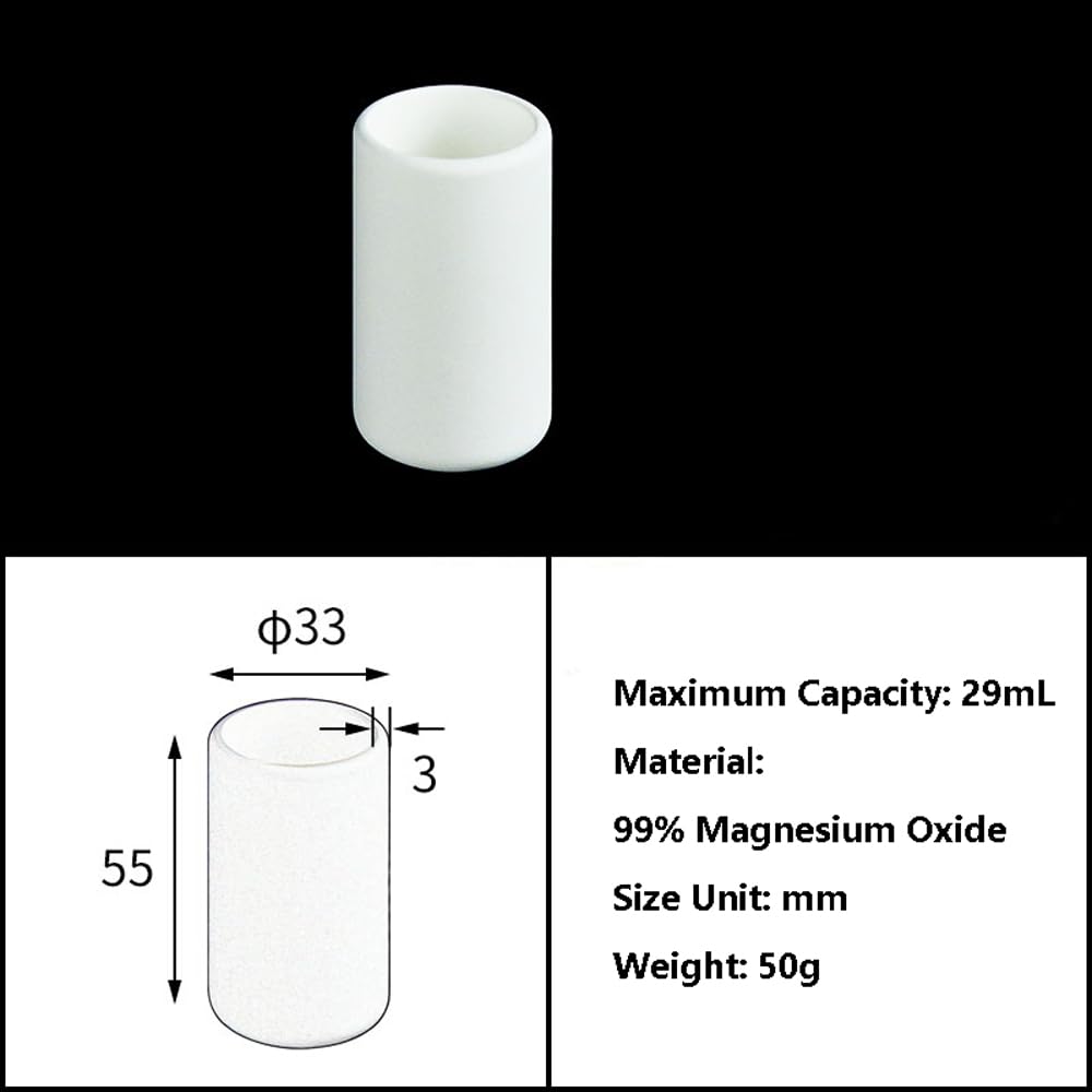 Crogiolo cilindrico in magnesia ad alta temperatura, 1 pezzo, barca tubolare in porcellana ceramica MgO, temperatura massima 2200℃(33 * 55mm (29mL))
