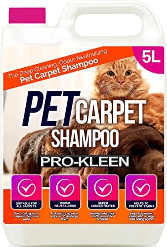 Pro-Kleen Pet Carpet Cleaner Professional Upholstery Extraction Shampoo Solution, with reactivating Odour Treatment, Suitable for All Carpet Cleaning Machines (5 litres)