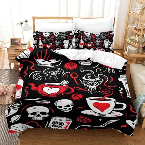 Parure de lit 140x200 en microfibre douce avec drap de couette zippé et taies - 2