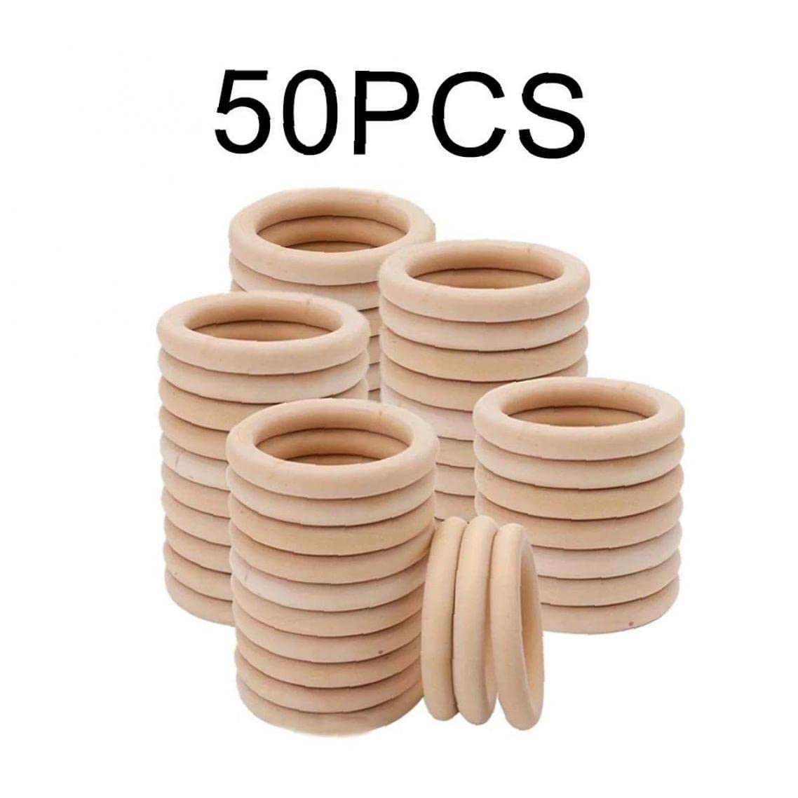 10 Anelli In Legno Per Fai Da Te - Diametro 45 Mm, Spessore 8 Mm, Per Artigianato E Gioielli