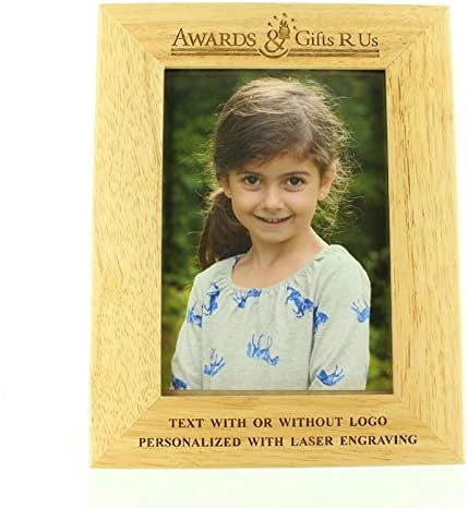 SHOP AWARDS AND GIFTS Wooden Picture Frame for Family Photo, Wedding, Birthday, Anniversary, Alderwood, Holds 5 x 7 Inch Photograph, 7-1/2 x 9-1/2 Inch, Personalized