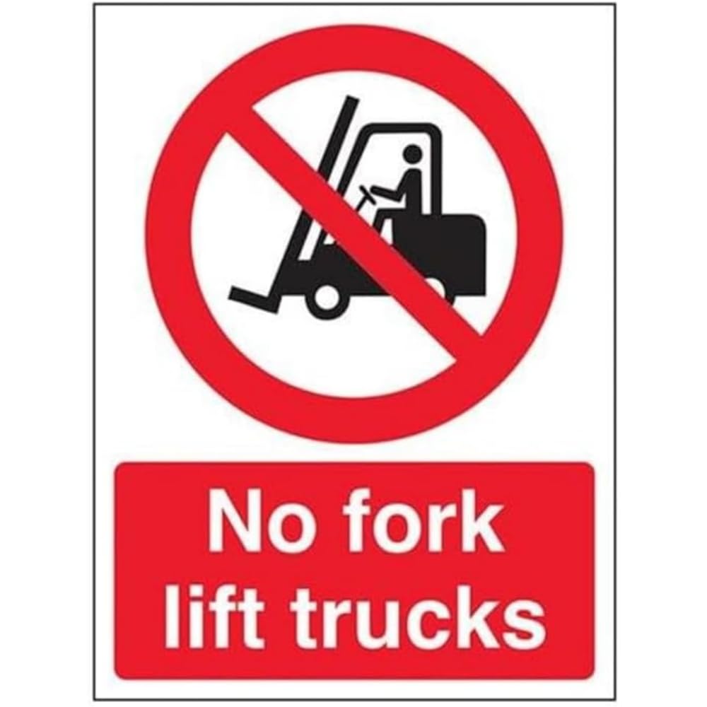 V Safety No Fork Lift Trucks Sign - 150mm x 200mm - 1mm Rigid Plastic