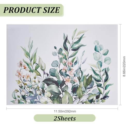 GORGECRAFT 2 Blatt Grüne Pflanzenblätter Blumen WC-Sitzdeckel-Aufkleber Selbstklebender Entfernbarer Badezimmer-Wandaufkleber Mit Blumenmuster Wasserdichter Toilettendeckel Dekorativer Aufkleber