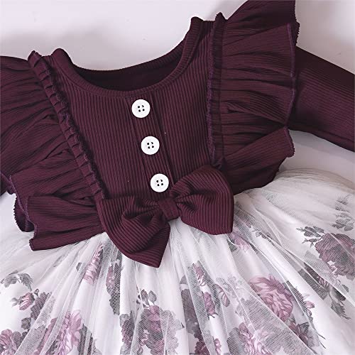 Image of OMALI Baby Girl Dungry Dress | Long Sleeve | Infant Casual Dress | Ruffle Print Clothes