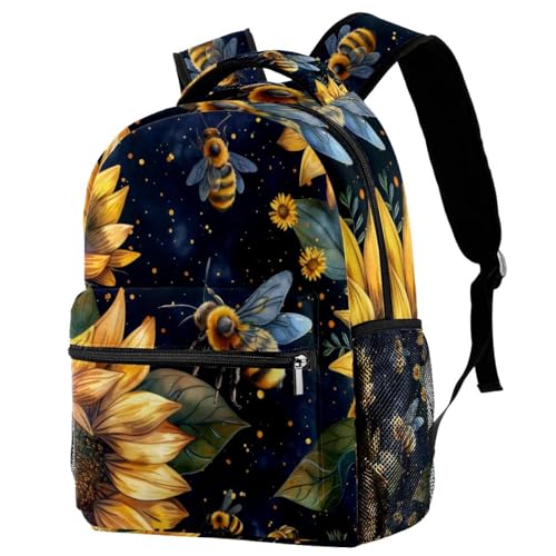 Sac à dos tournesols et abeilles multicolore pour garçons et filles