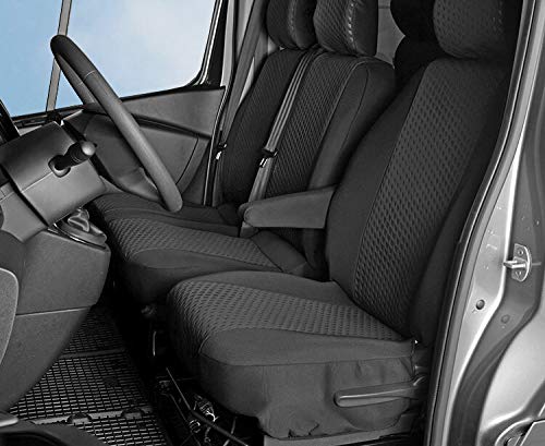 Housse de siège, protège-siège, 3 places, housse de siège conducteur, housse de banquette, sur mesure, compatible avec Nissan NV300, compatible avec : Renault Trafic 3, Opel Vivaro B,