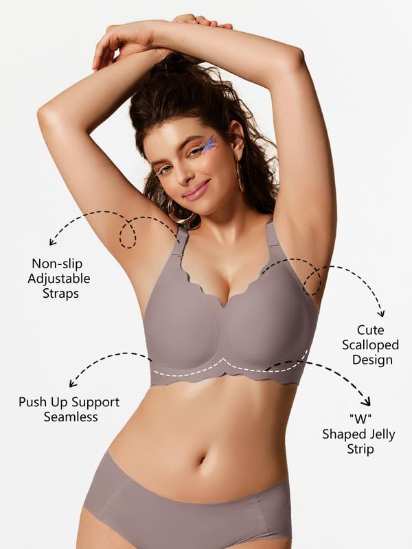Image of COCOMARTS Jelly Bras for Women No Underwire Scalloped Wireless Push Up Bra | Seamless Full Coverage Supportive Everyday Essentials Tshirt Bras, Soft Breathable Comfortable Bralettes