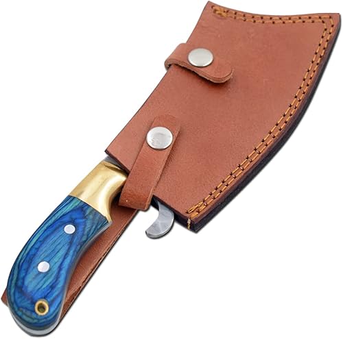 Miniatura 6 de Wild Turkey Handmade Cuchillo de cocina de acero inoxidable 440 de 10 pulgadas con borde afilado de larga duración y mango de madera cómodo, para