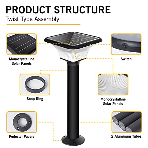 Image of Epyz Solar Gate Pillar Light Outdoor Graden with Long Pole Square Shape with 152 LEDs,12,000mah Battery, 3 Type of Lights, Application for Fence, Garden, Wall, Outdoor [ Pack of 2,Multicolour ]
