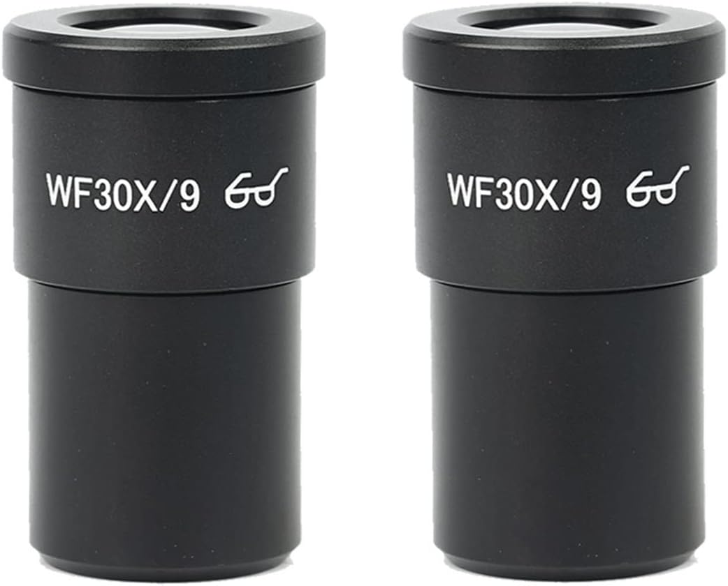Microscope Accessories Kit 2PCS WF10X WF15X WF20X WF25X WF30X Wide Field Eyepiece for Binocular Trinocular Stereo Microscope Installation 30MM Microscope Slides(WF30X-9MM)