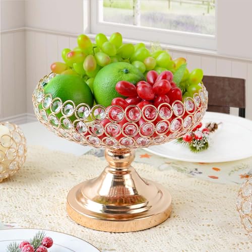 Hollow-Carved Design Crystal Fruit Bowl Food Bowl for Table Centerpiece, Fruit/Artificial flowers Holder for your Counter,Elegant Crystal Bowl for Party table(Gold, 1PC) - Image 6