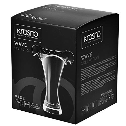 KROSNO Hoge Glazen Vaas voor Bloemen | 270 mm Hoog | Wave-collectie | Perfect voor Thuis, Restaurants en Feesten | Handen wassen - Afbeelding 5