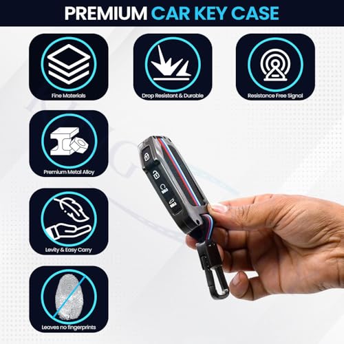 Image of KINGSWAY Kia Car Key Cover and Keychain Perfect Shape and Compatible with 4 Buttons Smart Key of All Kia Cars, Remote Key Shell, Key Case, Car Key Chain Cover, 360 Protection, Gunmetal Grey