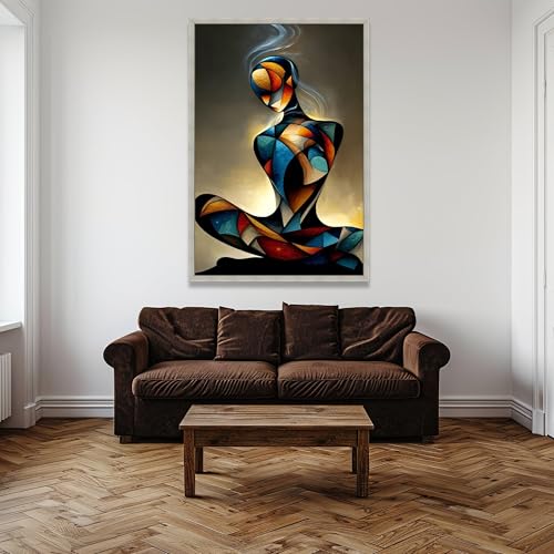 Toile figure méditative contemporaine silhouette géométrique 40x60