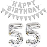 💕Globos digitales de alta calidad 55: los globos de aluminio de alta calidad se pueden reutilizar y son aptos para aire y helio. Ten cuidado y lento al inflar el globo. No coloques los globos cerca de la llama, objetos afilados o zumo de limón, ya que podrían explotar. No llene demasiado aire en los globos. 85% -90% es suficiente.