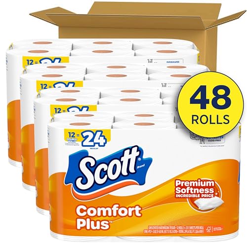 Image of Scott ComfortPlus Toilet Paper, 48 Triple Rolls, 231 Sheets per Roll, Septic-Safe, 1-Ply Toilet Tissue