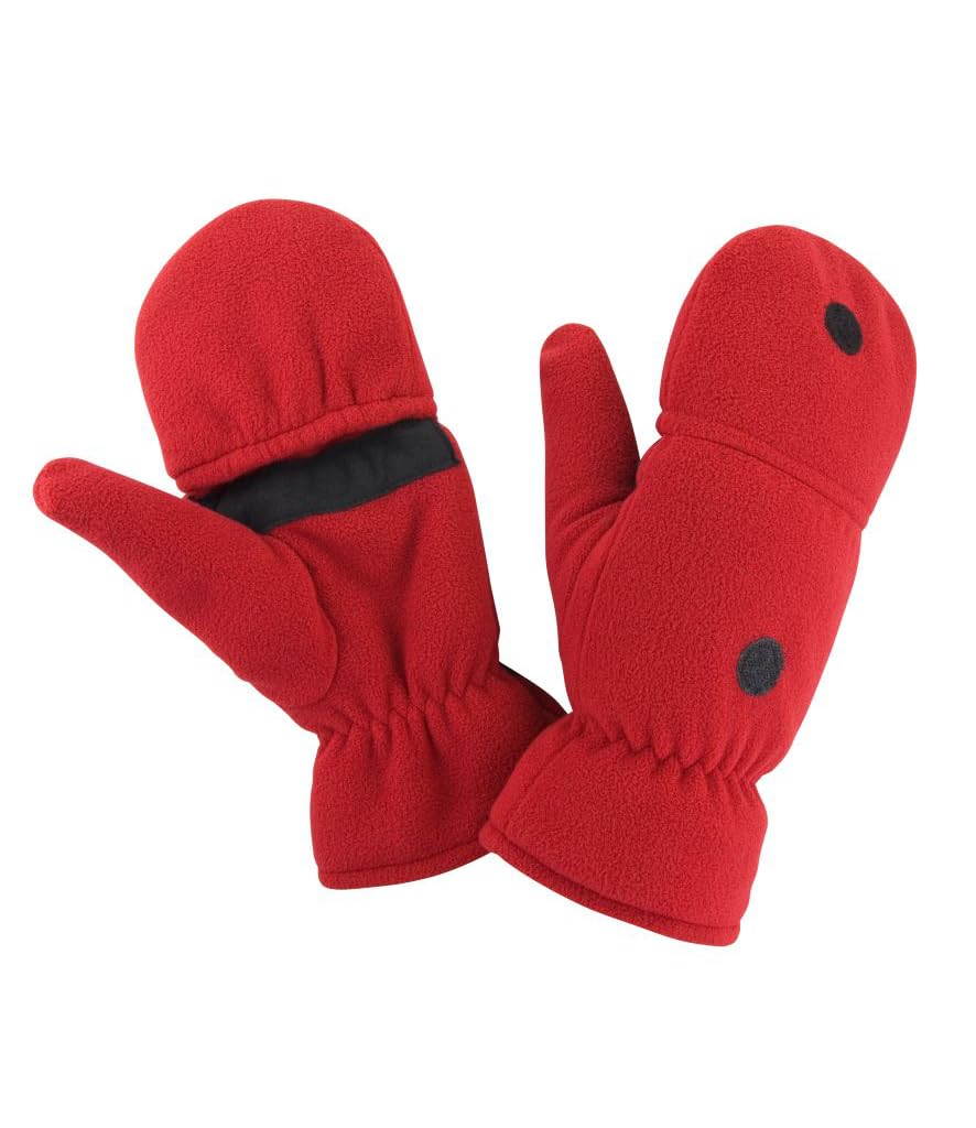 Asvp Shop Unisex Red Result Convertible Fingerless Mittens - Fleece-Lined Warm Winter Gloves With Elasticated Cuffs