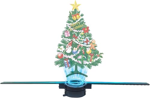 Ventilador de Holograma 3D, Giratorio con Control Remoto Bluetooth, Proyector de Holograma LED HD con Biblioteca de 700 Videos, Holográfico para