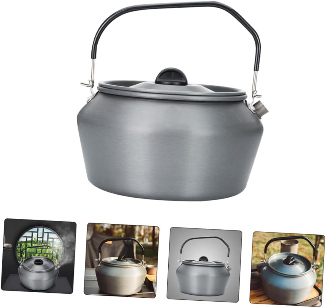 1pc Outdoor Portable Water Kettle Capacity Camping Teapot for Boiling Water Hot Drinks Soup Ergonomic Insulated Handle for Picnics Hiking