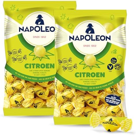 Napoleon Lemon Balls (Lempur) Sours Candy - (2-Packs) - Dutch Holland Imported Hard Candy, 5.2 oz. Per Bag