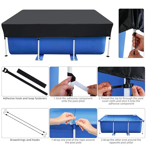 Cobertor rectangular para piscina 7x4 ft resistente miniatura 2