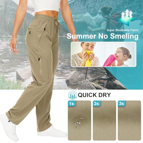 Image of Q - RIOUS Women's Parachute Pants Quick Dry Lightweight Safari Pants Zipper Pockets