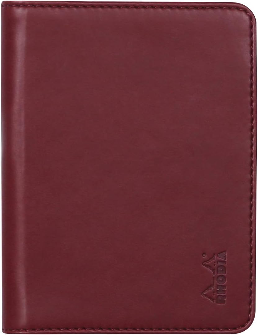 RHODIA 211008C - Rhodiarama Clipboard and Document Holder Booklet N°11 Lie de Vin - for Notepads or A7 Format Notebooks (7.4 x 10.5 cm) - Premium Italian Faux Leather