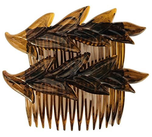 Fabulici Vintage Leaf Tortoise Color Hair Side Combs