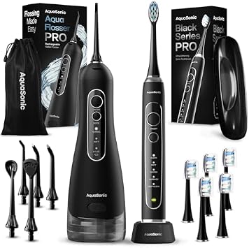 Aquasonic Black Series PROand Aqua Flosser PRO Bundle