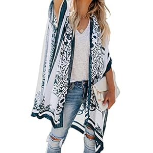 Breezy Lane Women’s Kimono Cardigan Summer Swimsuit Coverups Beach Cover Up with Floral Print for Vacation
