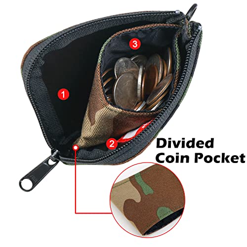 Rough Enough Small Coin Purse Change Pouch Minimalist Front Pocket Wallet Card Holder Case For Men Boys Kids With Zipper Neck Lanyard In Camo Cordura #TOP4